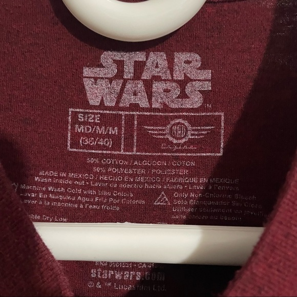 Star Wars Mens Luke Skywalker Rebel Maroon Shirt Size Men’s Medium Short Sleeve - Picture 3 of 4